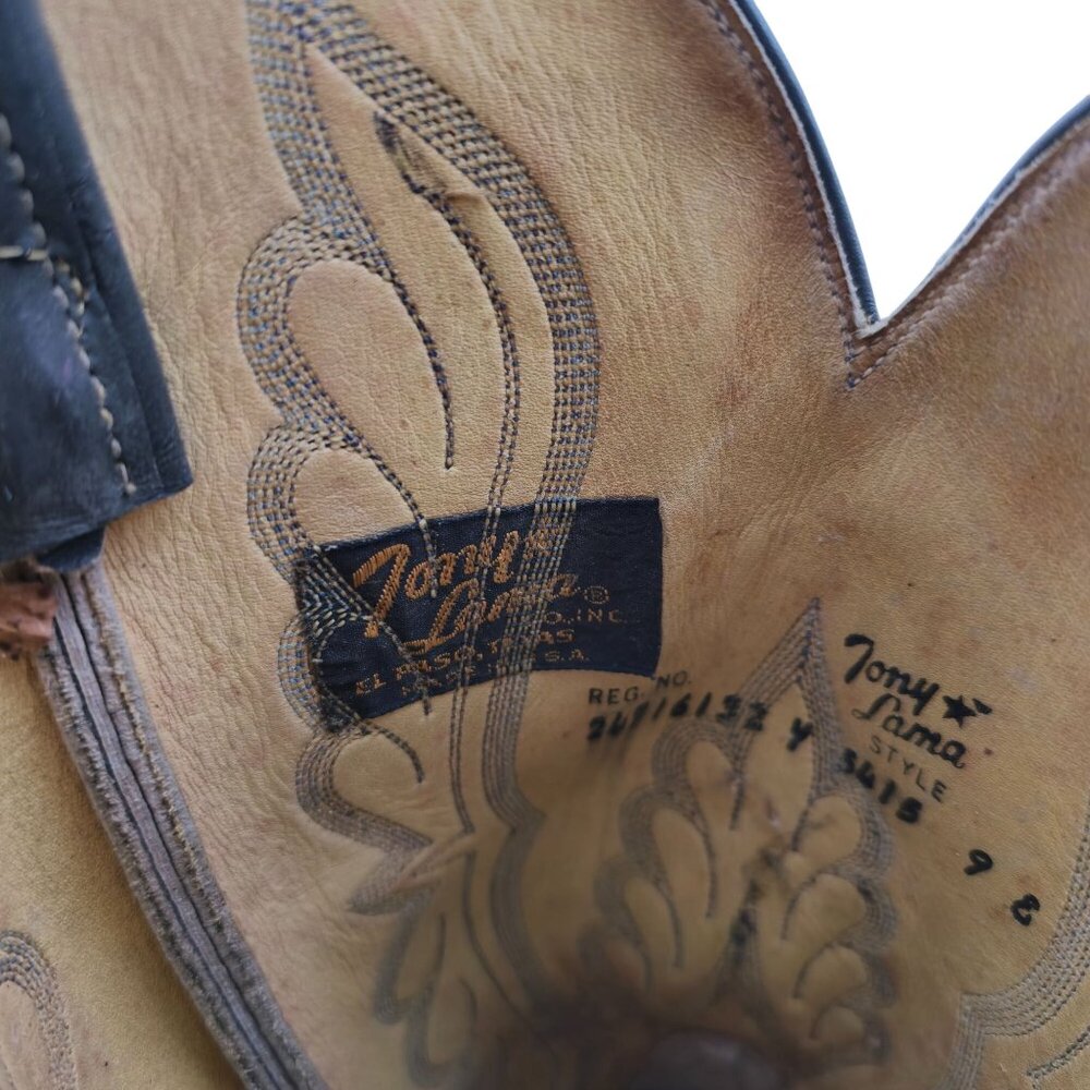 Vintage Anaconda Snakeskin Tony Lama Mens 9E Gold Label Cowboy Western Boots CBC - Picture 11 of 16